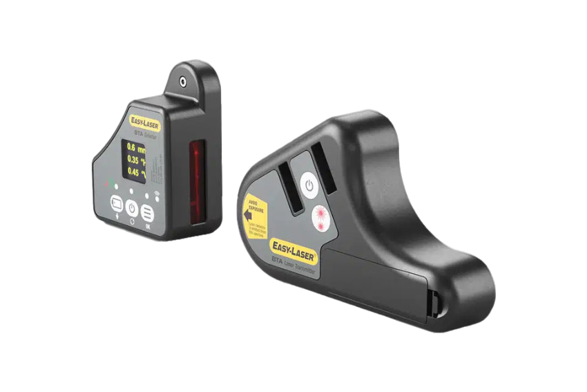 Easy-Laser XT190 belt alignment laser transmitter and digital detector with integrated measurement display